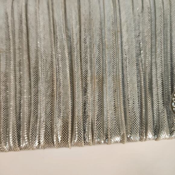 WHITTAL & SHON Evening Clutch Purse Silver Metallic Rhinestone bag Purse (FB1) - Picture 3 of 8